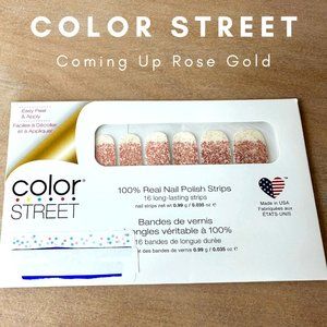 New Sealed Color Street Nail Strips Nail Polish Coming Up Rose Gold Glitter